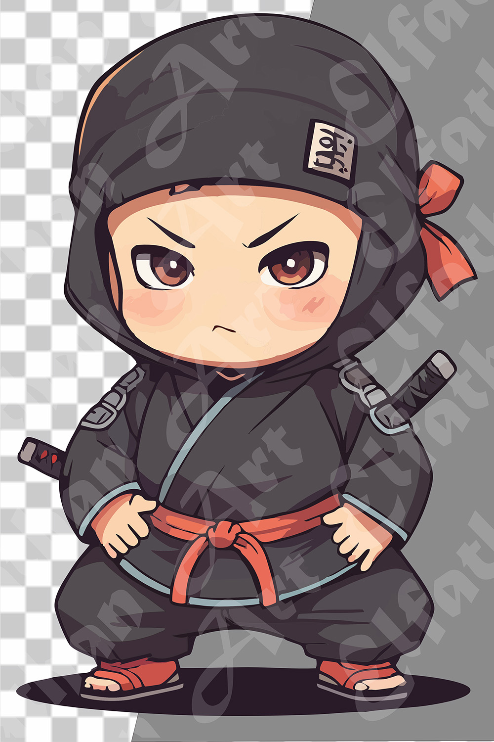 4-Digital artwork for print to T-shirt and Others-Baby Ninja pinterest preview image.