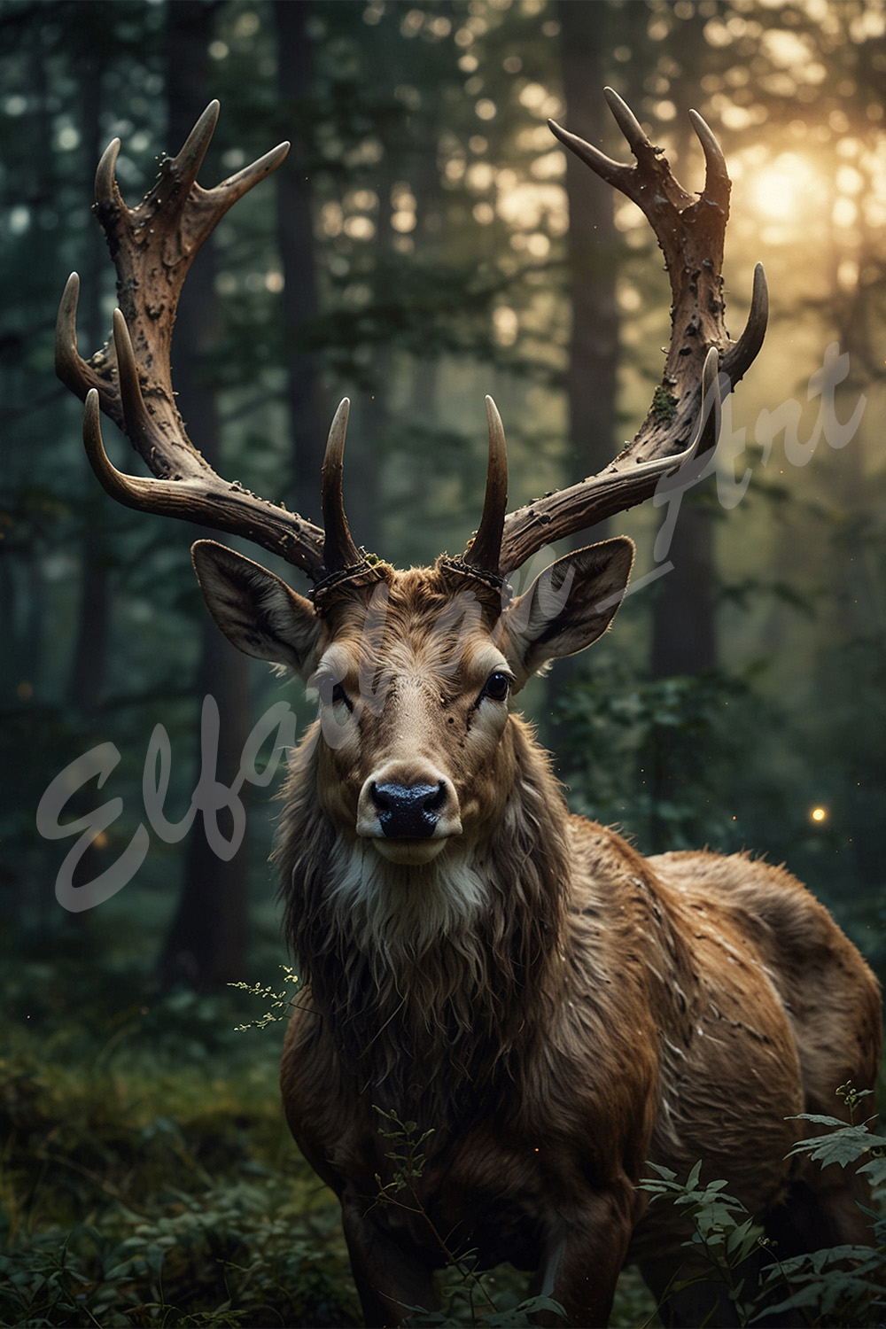 3-Digital Image Picture Photo Artwork Wallpaper Background Desktop Majestic Deer AI pinterest preview image.