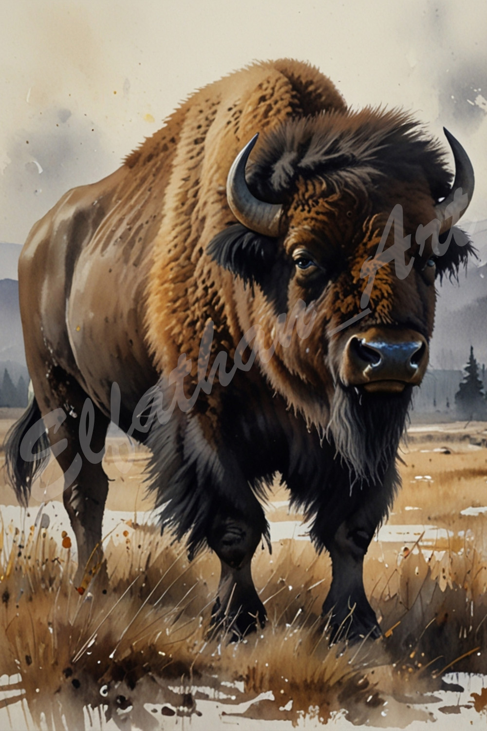 4-Digital Image Picture Photo Artwork Wallpaper Background Desktop Bison AI pinterest preview image.