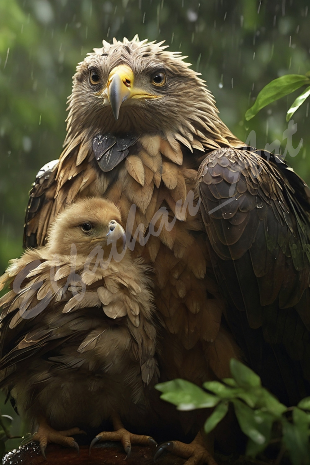 4-Digital Image Picture Photo Artwork Wallpaper Background Desktop Eagle Nest Forest Rainy AI pinterest preview image.