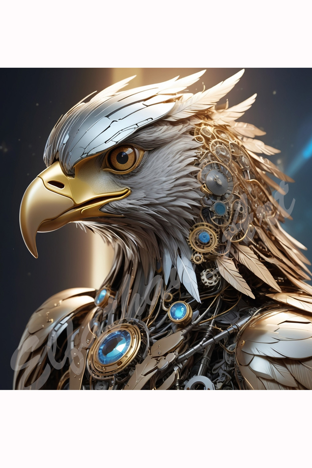 4-Digital Image Picture Photo Pic Wallpaper Background Eagle Face Robotic AI pinterest preview image.