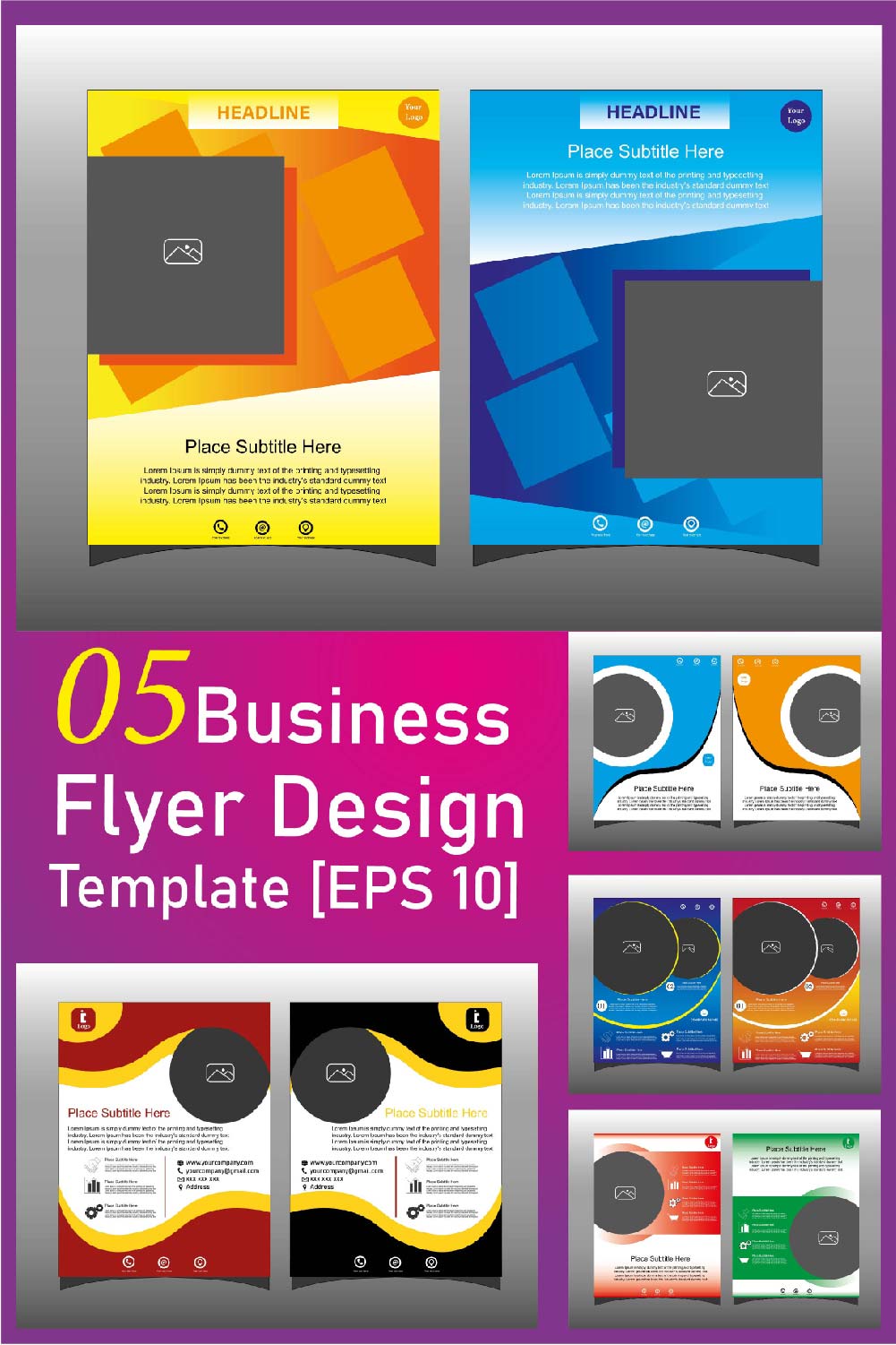 05 Flyer design template, Professional Flyer Design Template Letter Size pinterest preview image.