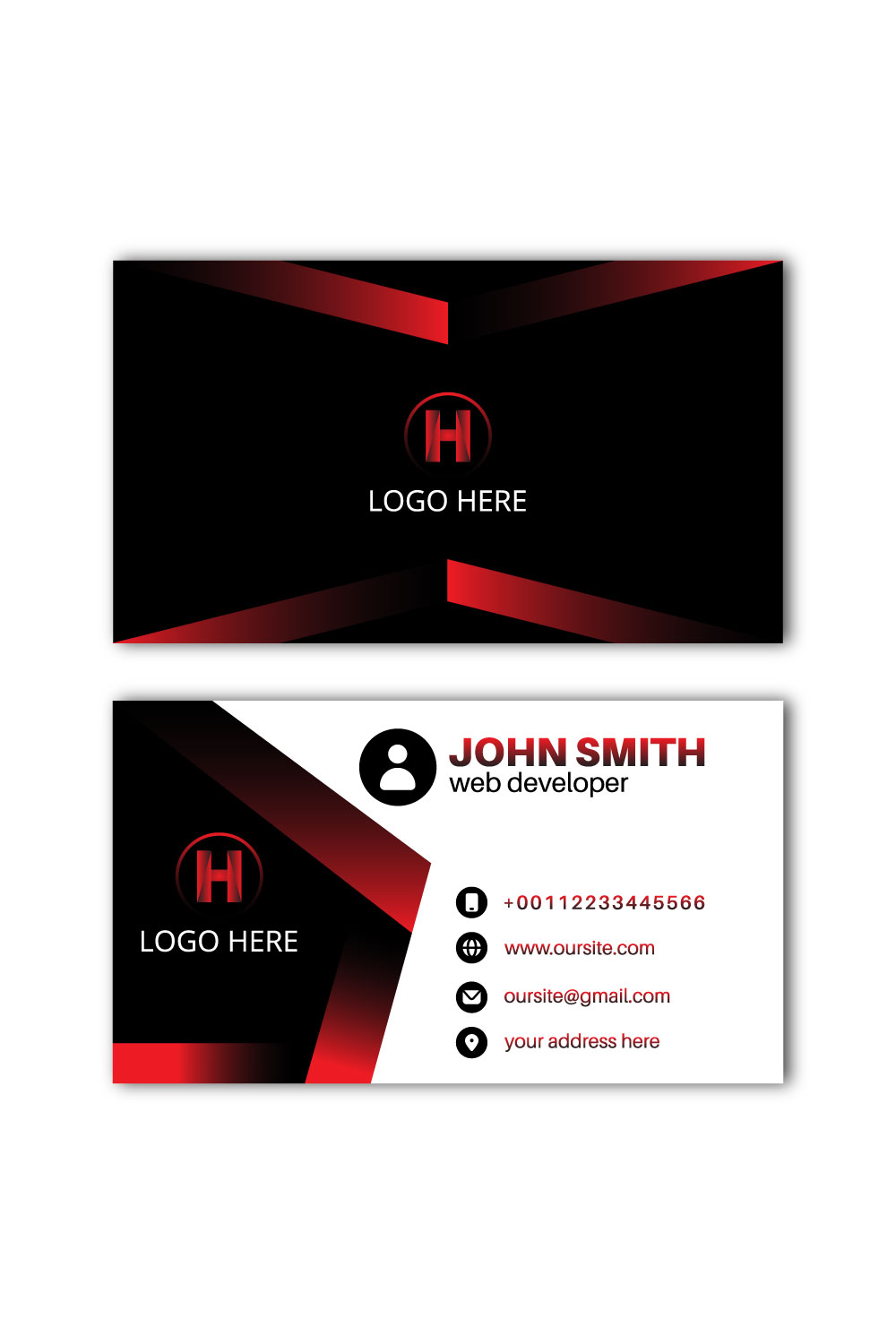 Professional Business Card Design Template pinterest preview image.