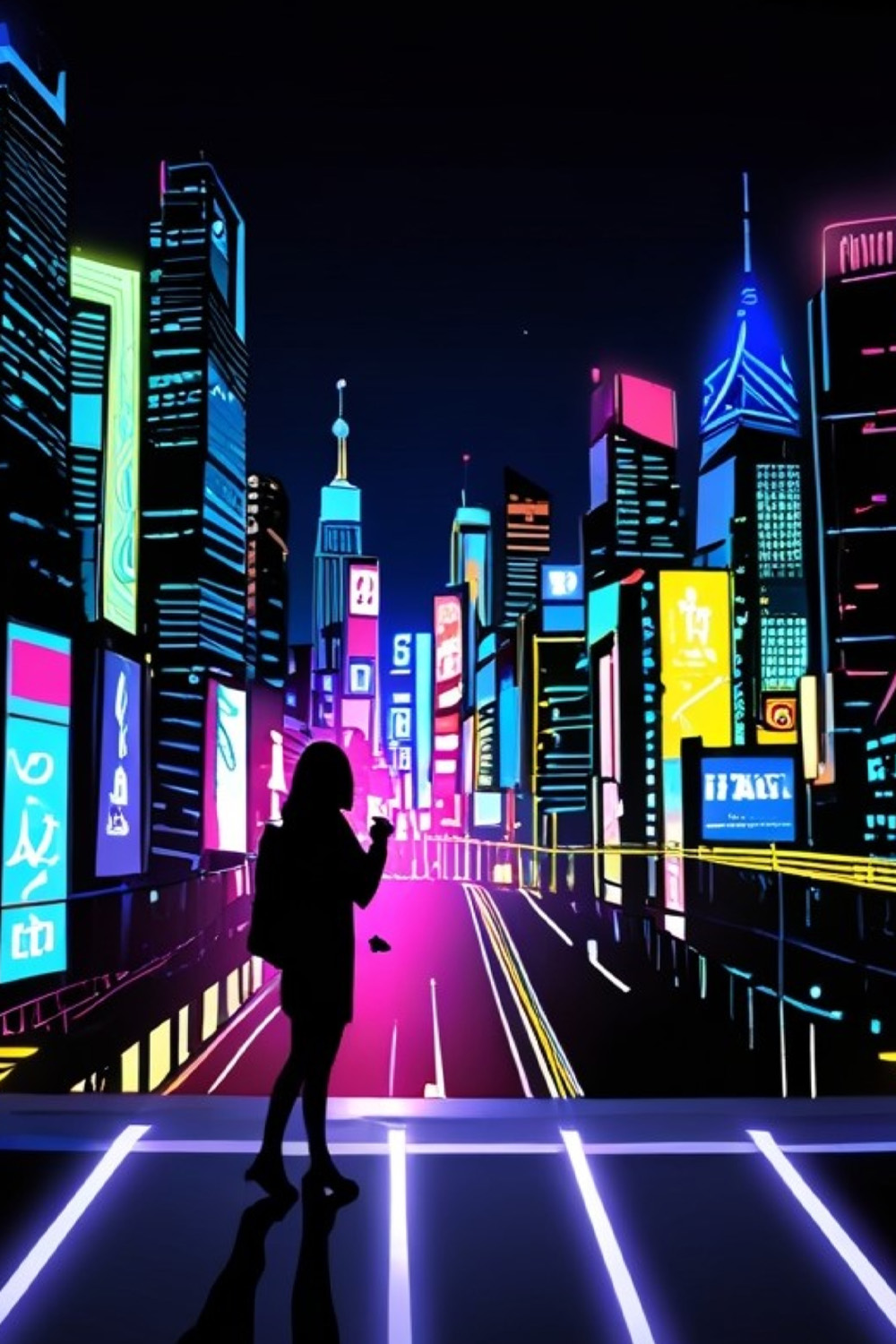 4-Digital Image -Print for T-shirt-Picture Photo Pic Wallpaper Background The City That Never Sleeps AI pinterest preview image.