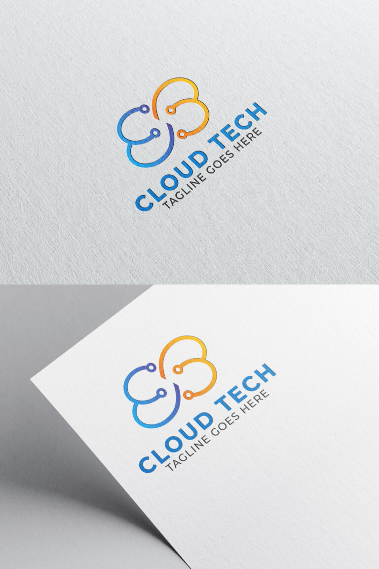 Cloud tech logo icon vector symbol design with cloud and technology ...