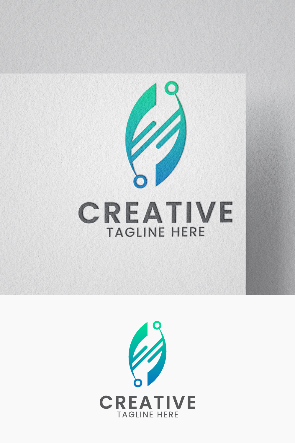 Modern and creative technology abstract leaf logo template for tech industry pinterest preview image.