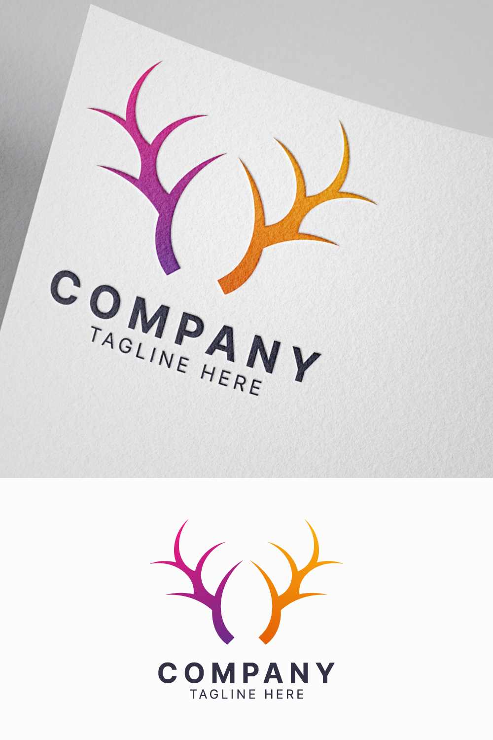 Colorful horn deer antler logo template pinterest preview image.