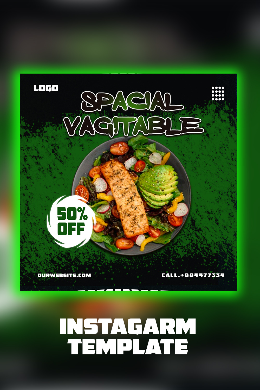 Instagram template spacial vagitable food pinterest preview image.