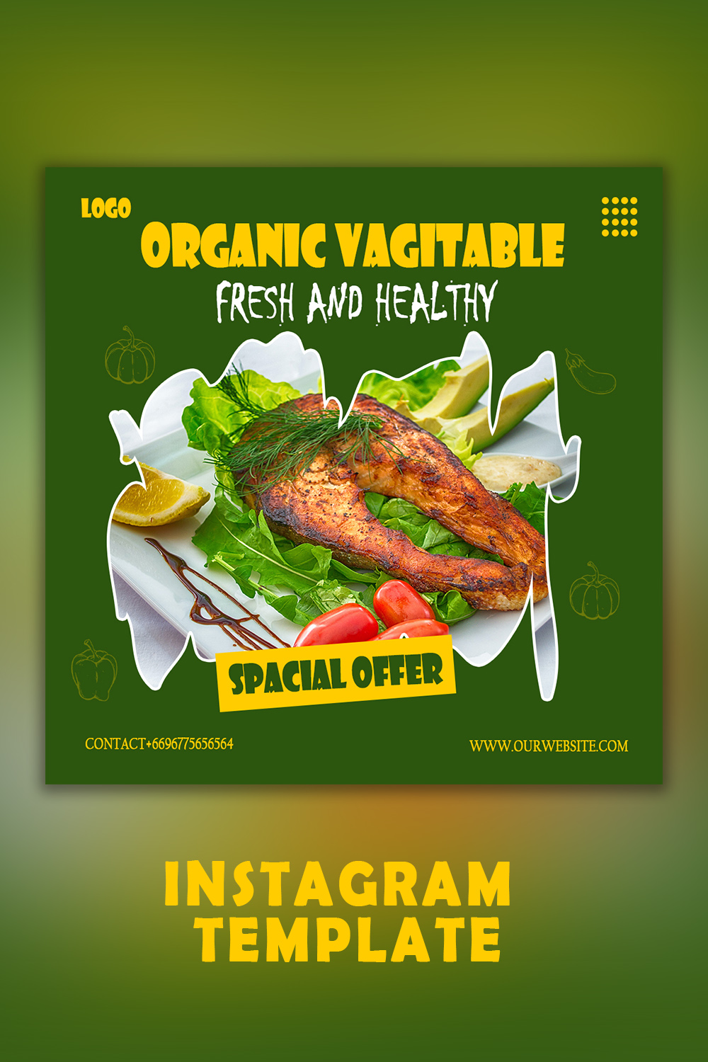 Instagram Template Organic vegitable pinterest preview image.