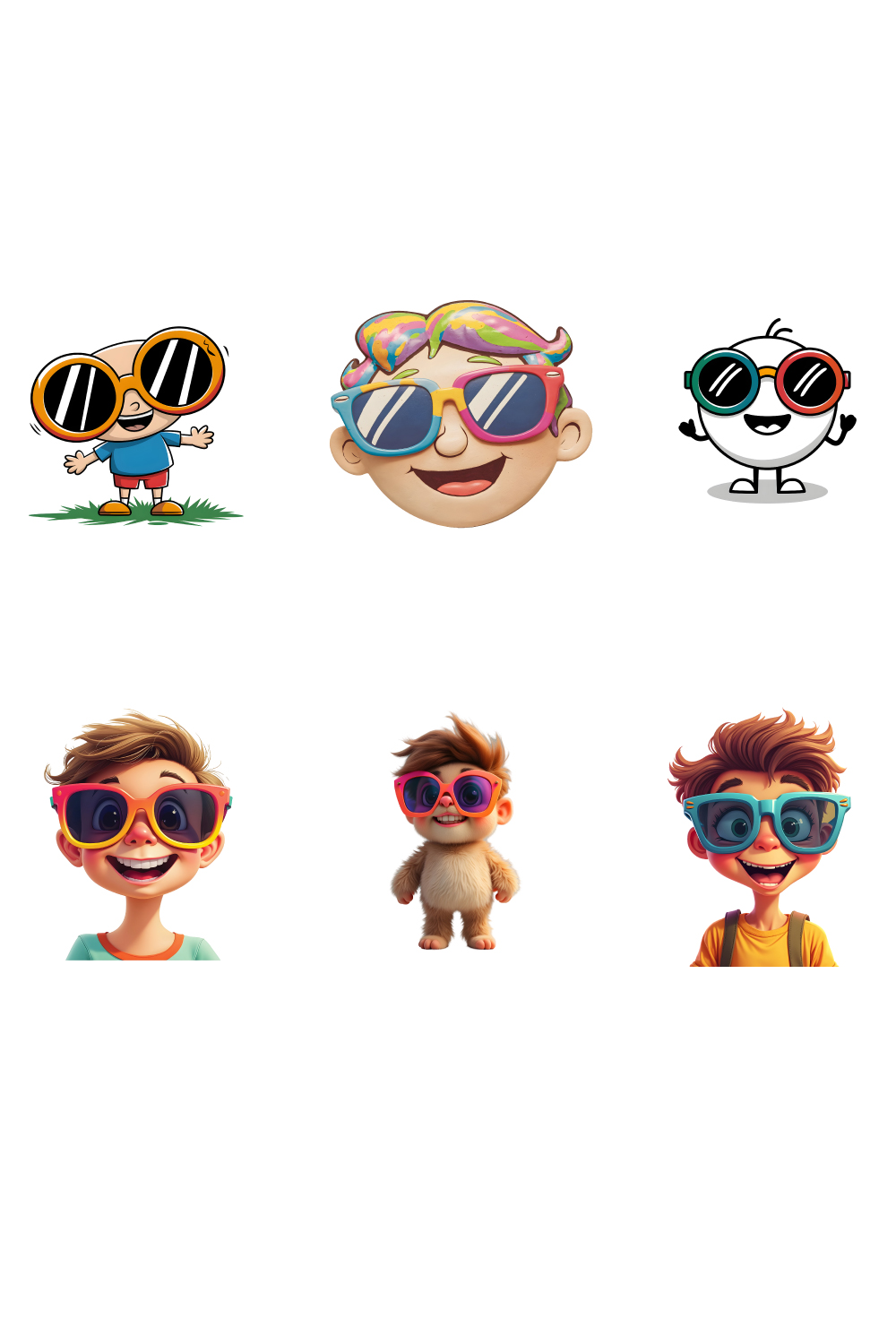 Spectacle of Joy: Cartoon 6 PNG Bundle pinterest preview image.