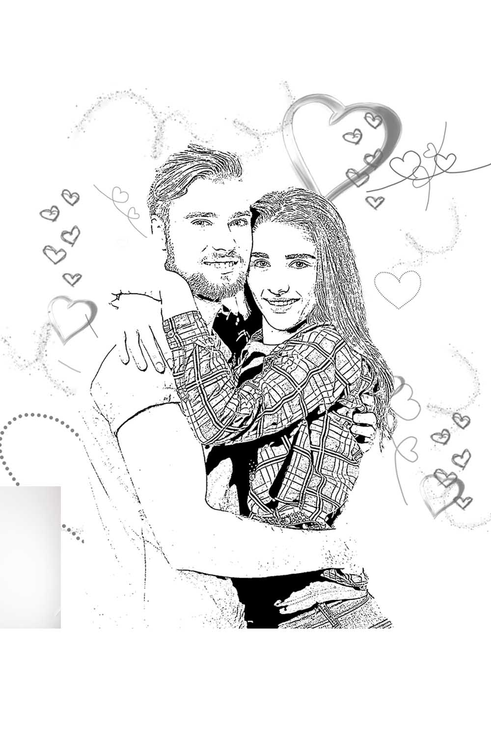 Valentine's Sketch Photoshop Action pinterest preview image.