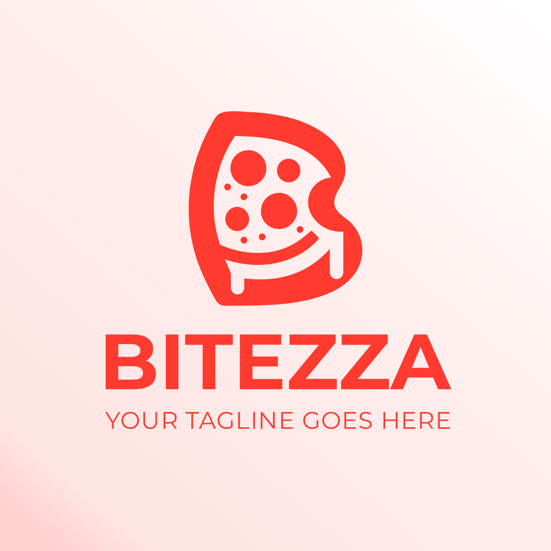 Letter B, Pizza Logo Template preview image.