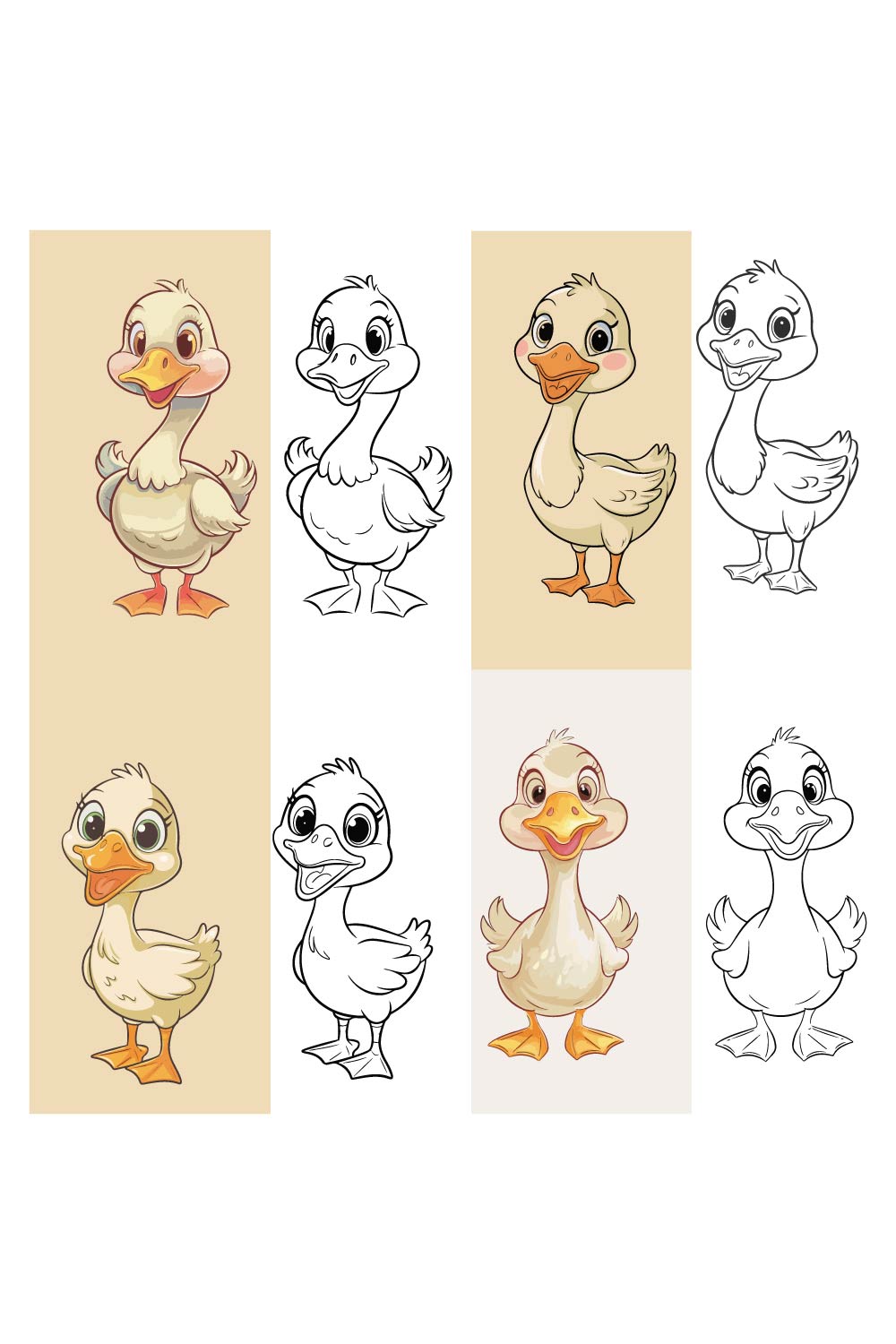 Playful Goose Illustration - 4 Editable Logo Bundle pinterest preview image.