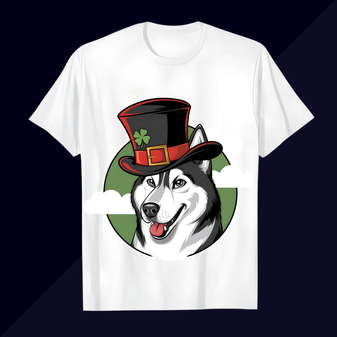 playful husky with leprechaun hat and glasses 45 53