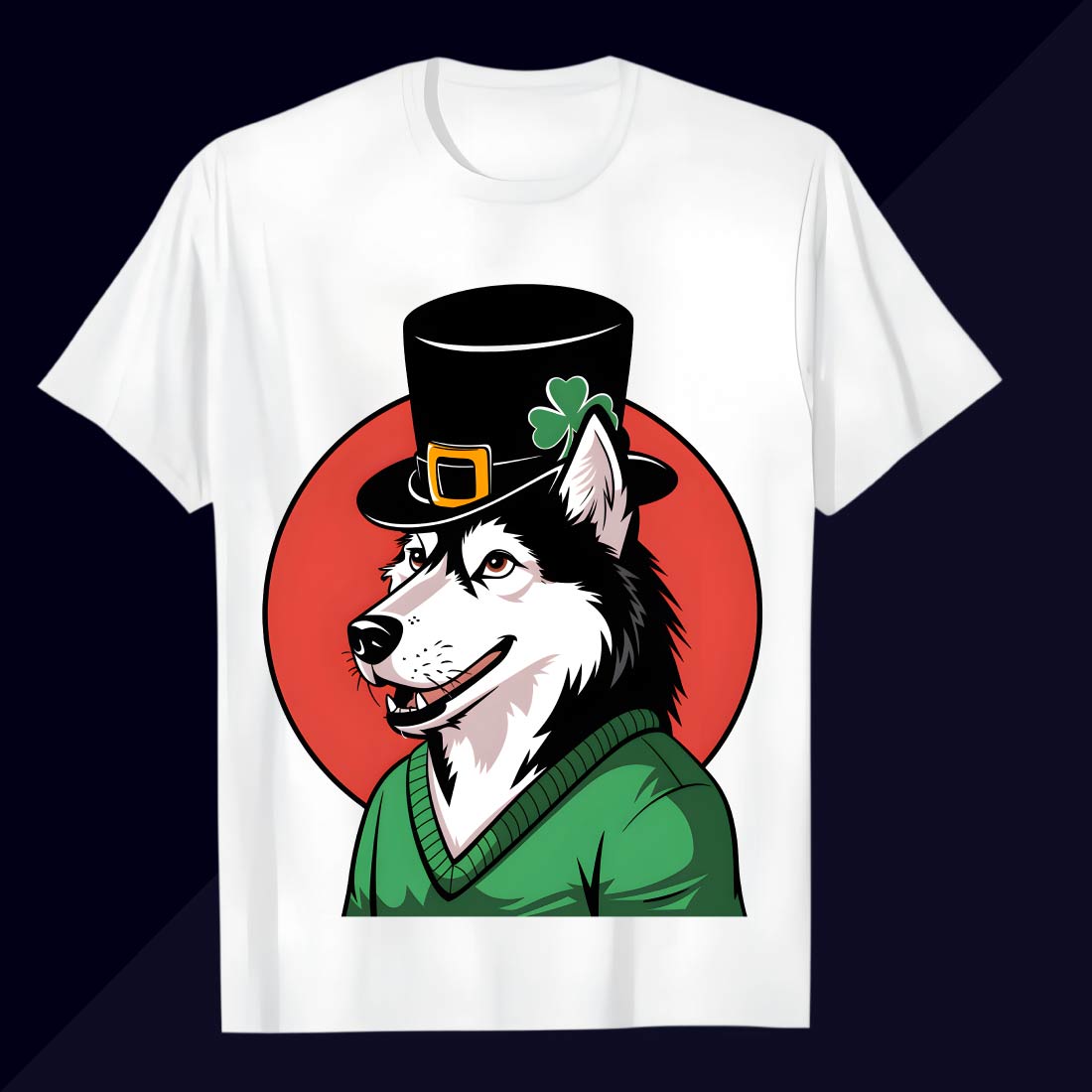 playful husky with leprechaun hat and glasses2 513