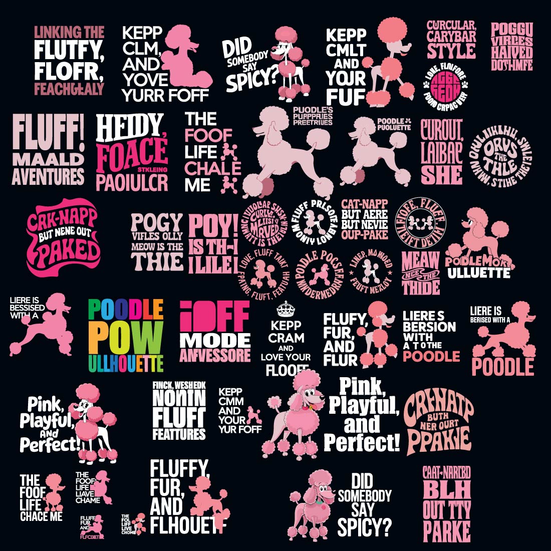 40+ Print Ready Poodle T-Shirt Designs & Pet Logos" Bundle Design preview image.