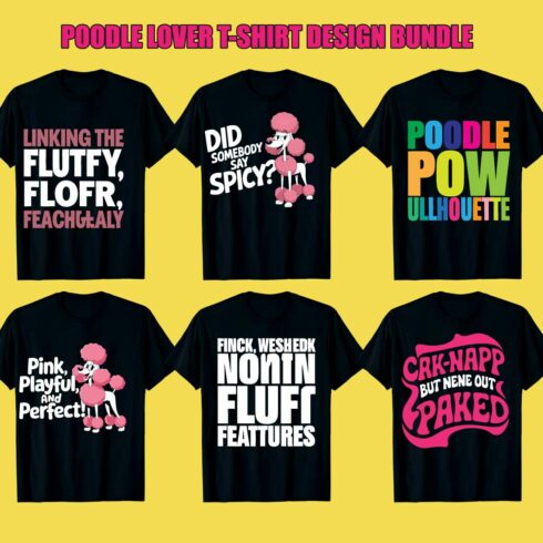 40+ Print Ready Poodle T-Shirt Designs & Pet Logos" Bundle Design cover image.