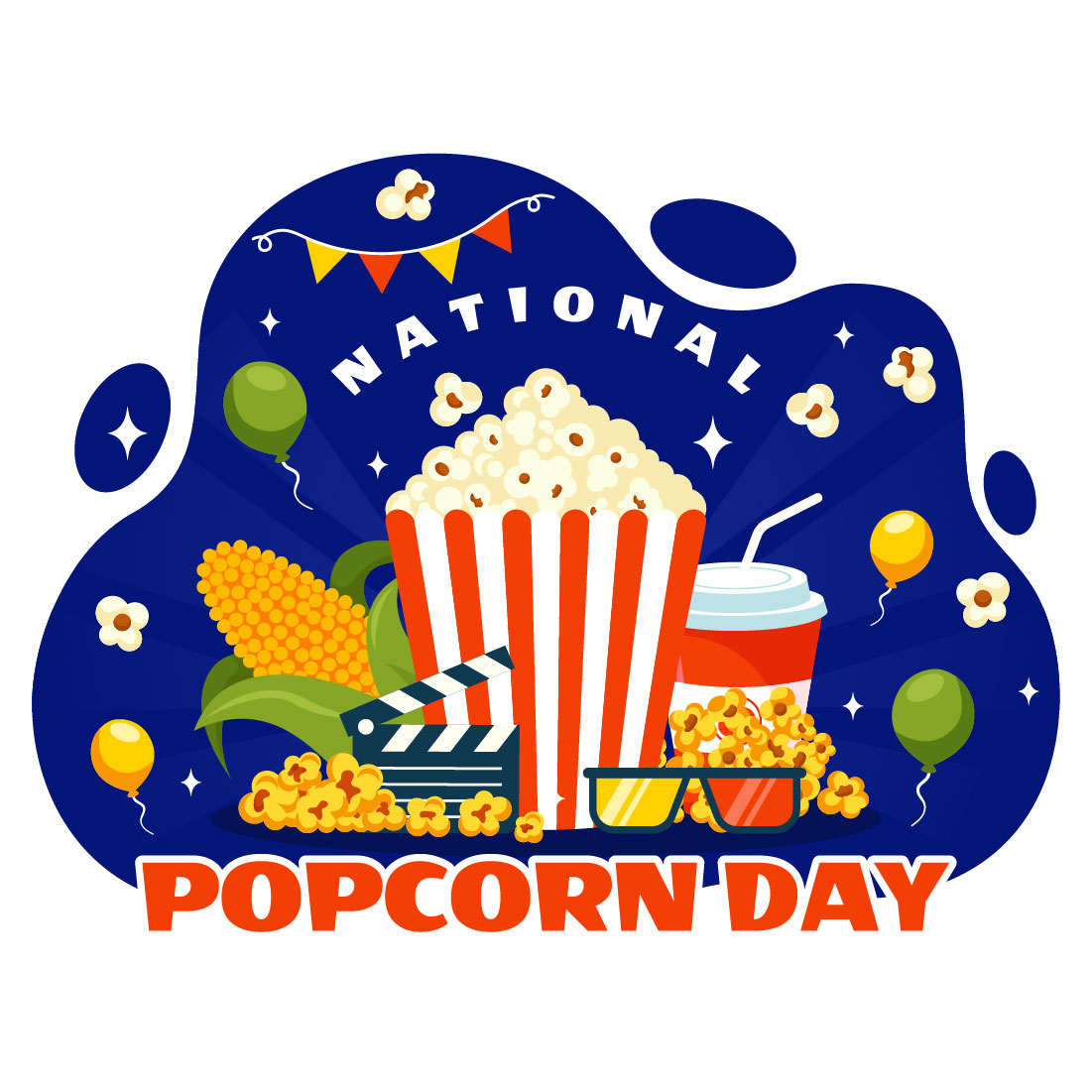 11 National Popcorn Day Illustration cover image.