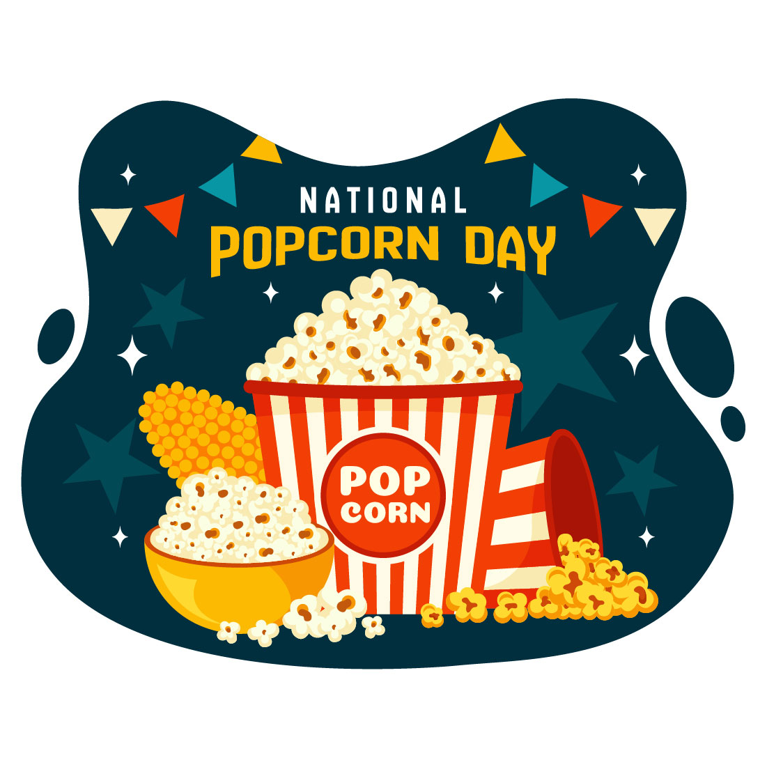 11 National Popcorn Day Illustration preview image.