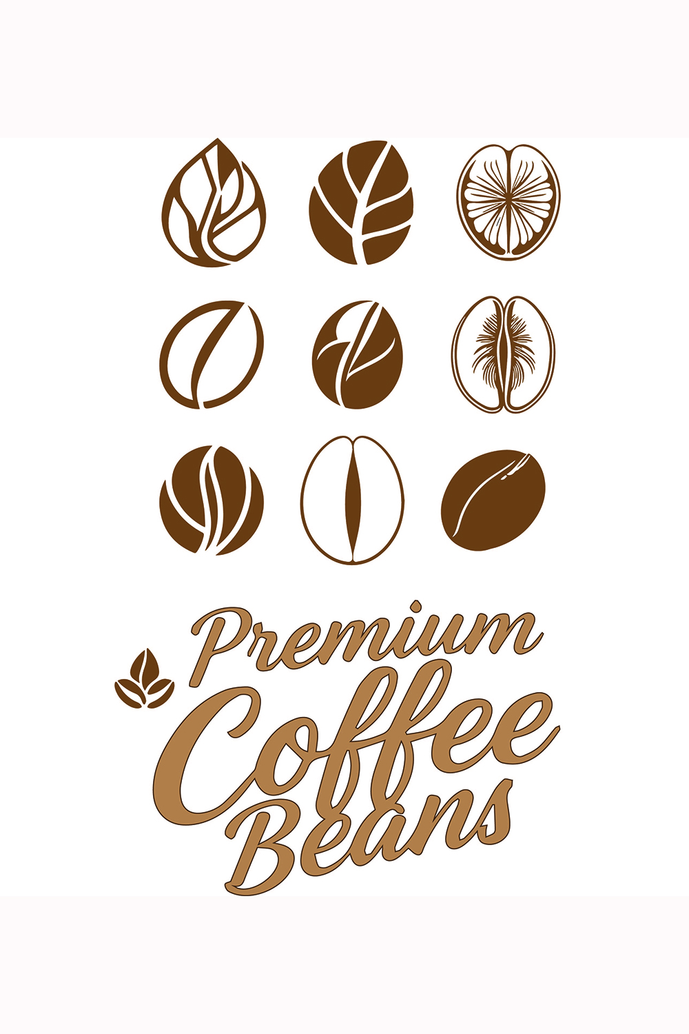 A collection of stylized coffee bean icons, perfect for branding or packaging design pinterest preview image.