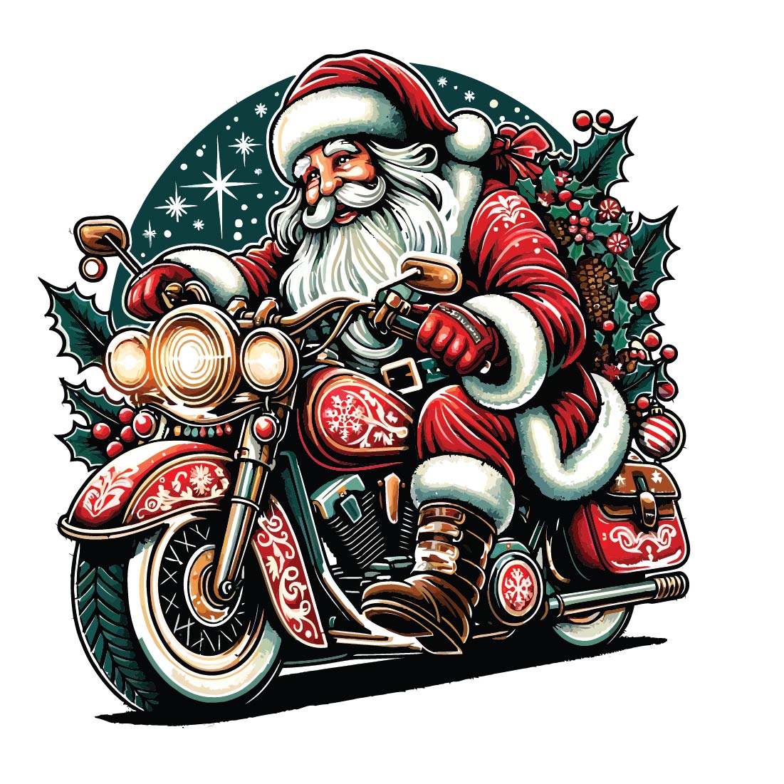 Christmas T shirt with modren santa on bike ride pinterest preview image.