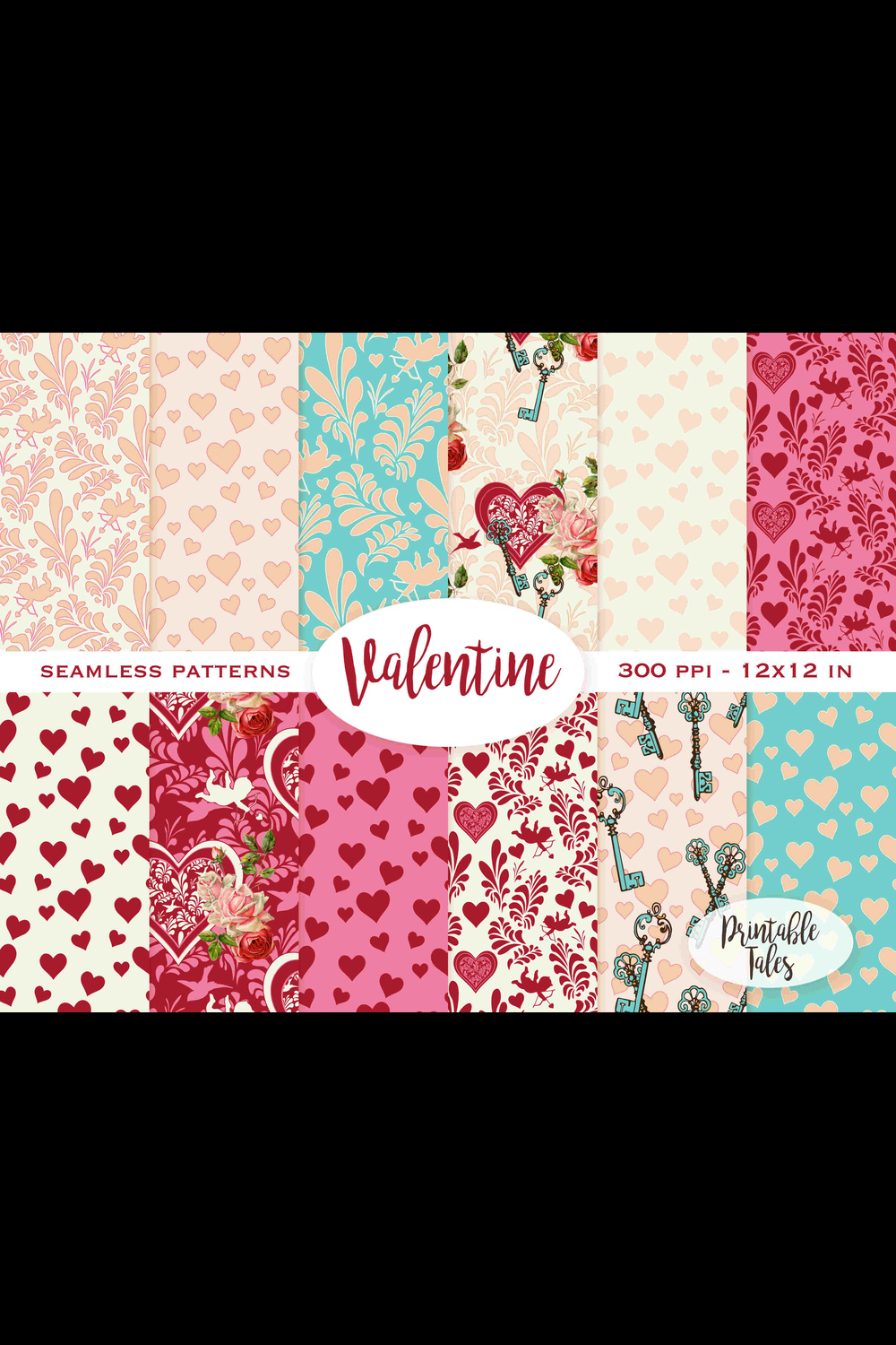 valentine seamless pattren pinterest preview image.