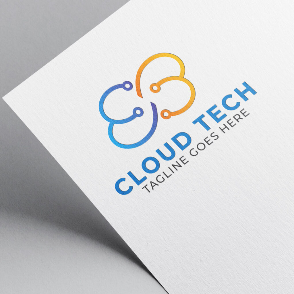 Cloud tech logo icon vector symbol design with cloud and technology ...