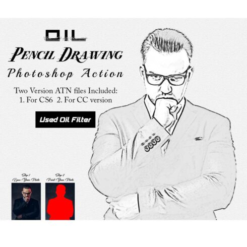 Oil Pencil Drawing Photoshop Action cover image.