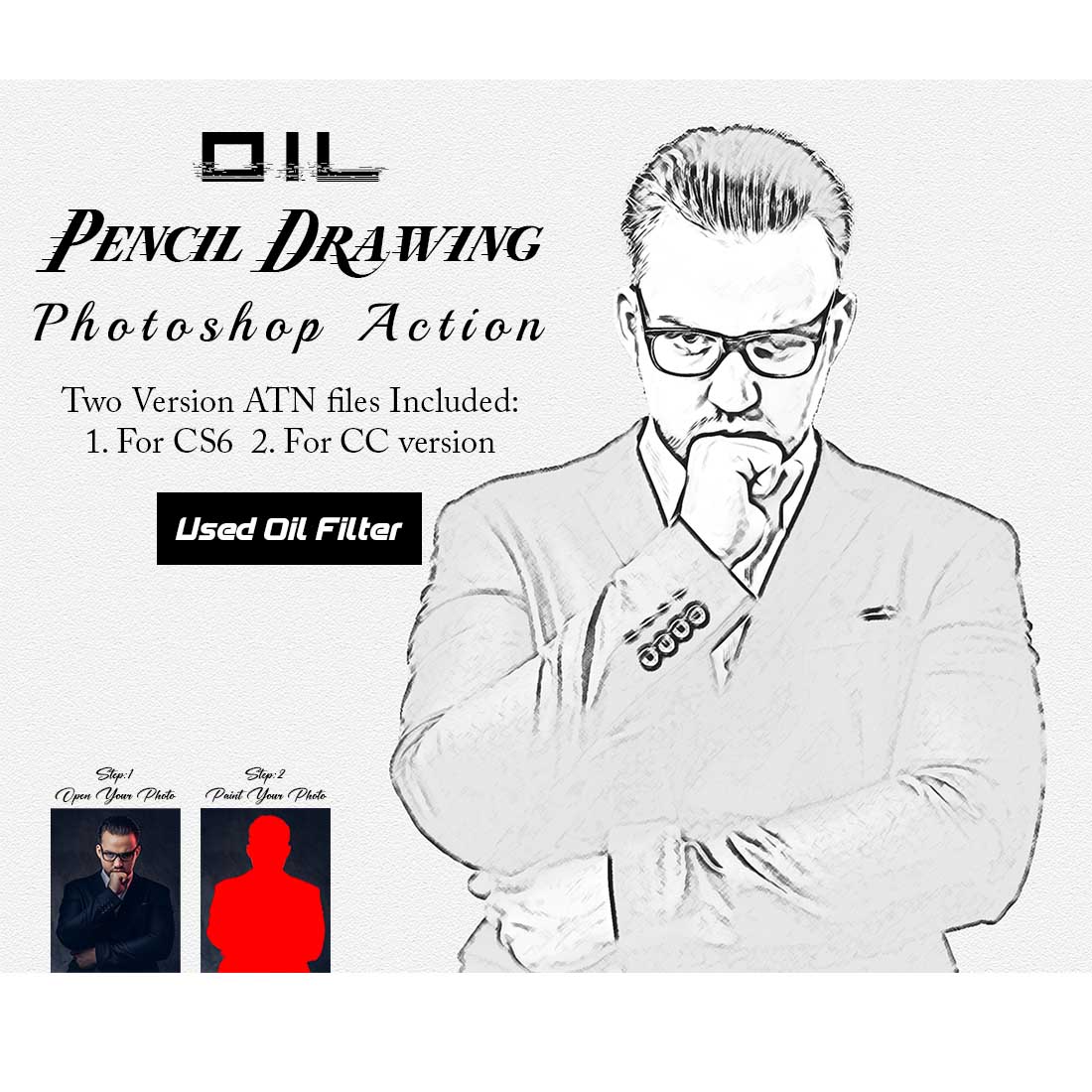 Oil Pencil Drawing Photoshop Action cover image.