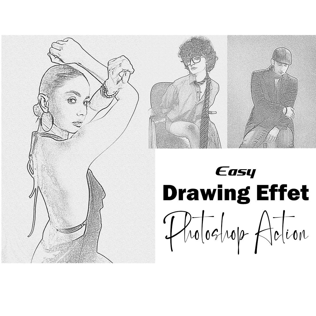 Easy Drawing Effect Photoshop Action cover image.