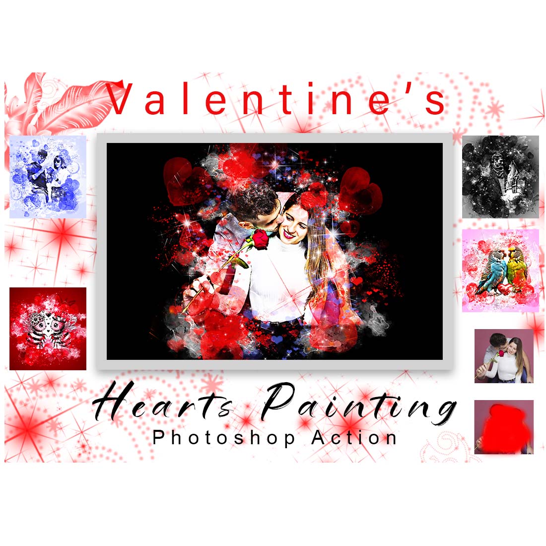 Valentine's Hearts Painting Photoshop Action cover image.