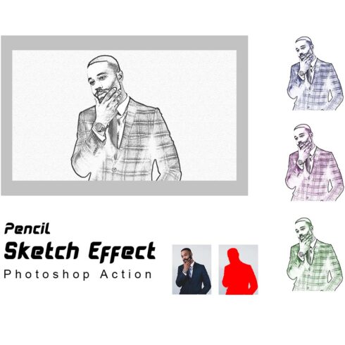 Pencil Sketch Effect Photoshop Action cover image.