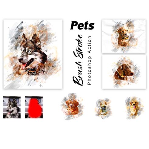 Pets Brush Stroke Photoshop Action cover image.