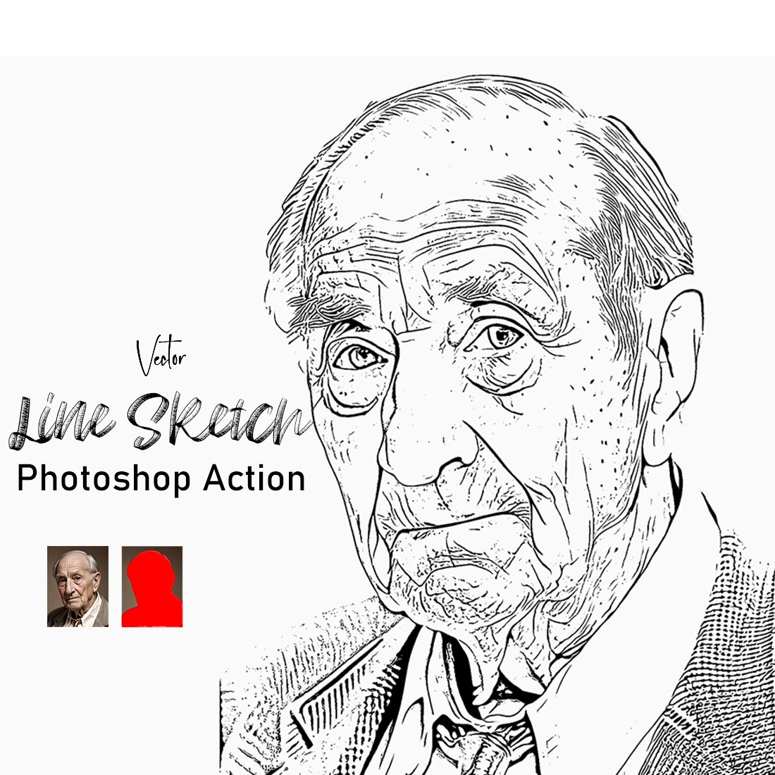 Vector Line Sketch Photoshop Action cover image.