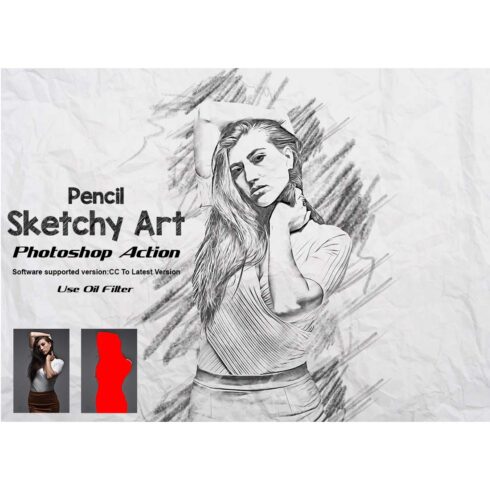 Pencil Sketchy Art Photoshop Action cover image.