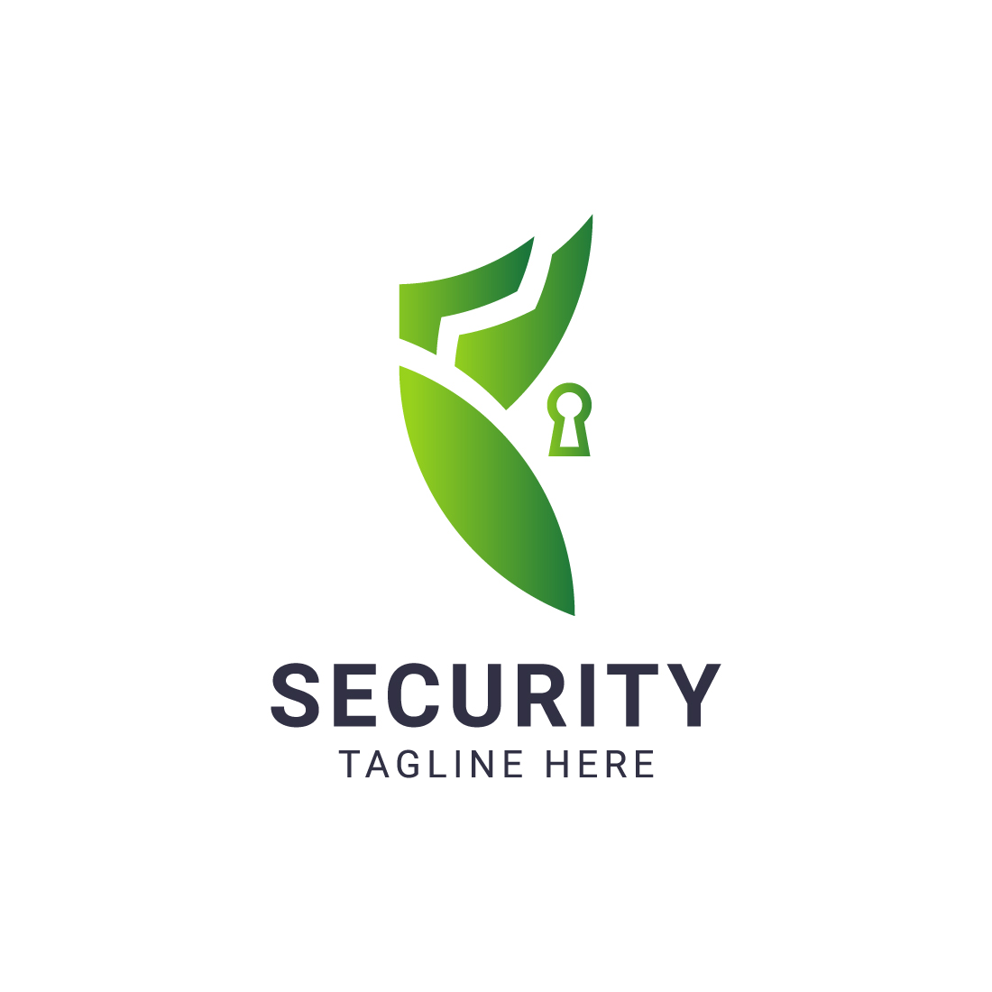 Organic and natural security shield logo template preview image.