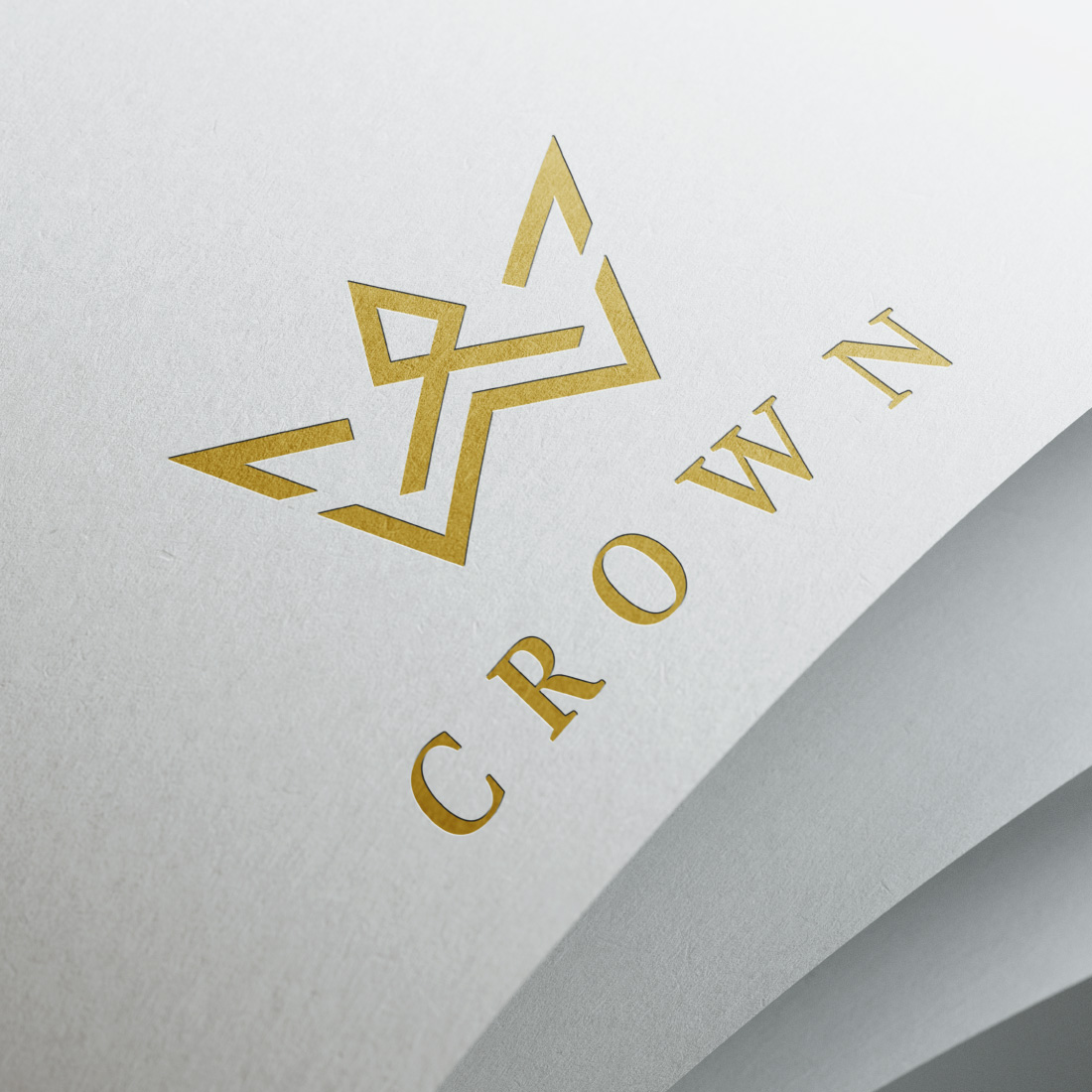 Abstract royal golden crown vector logo template design preview image.