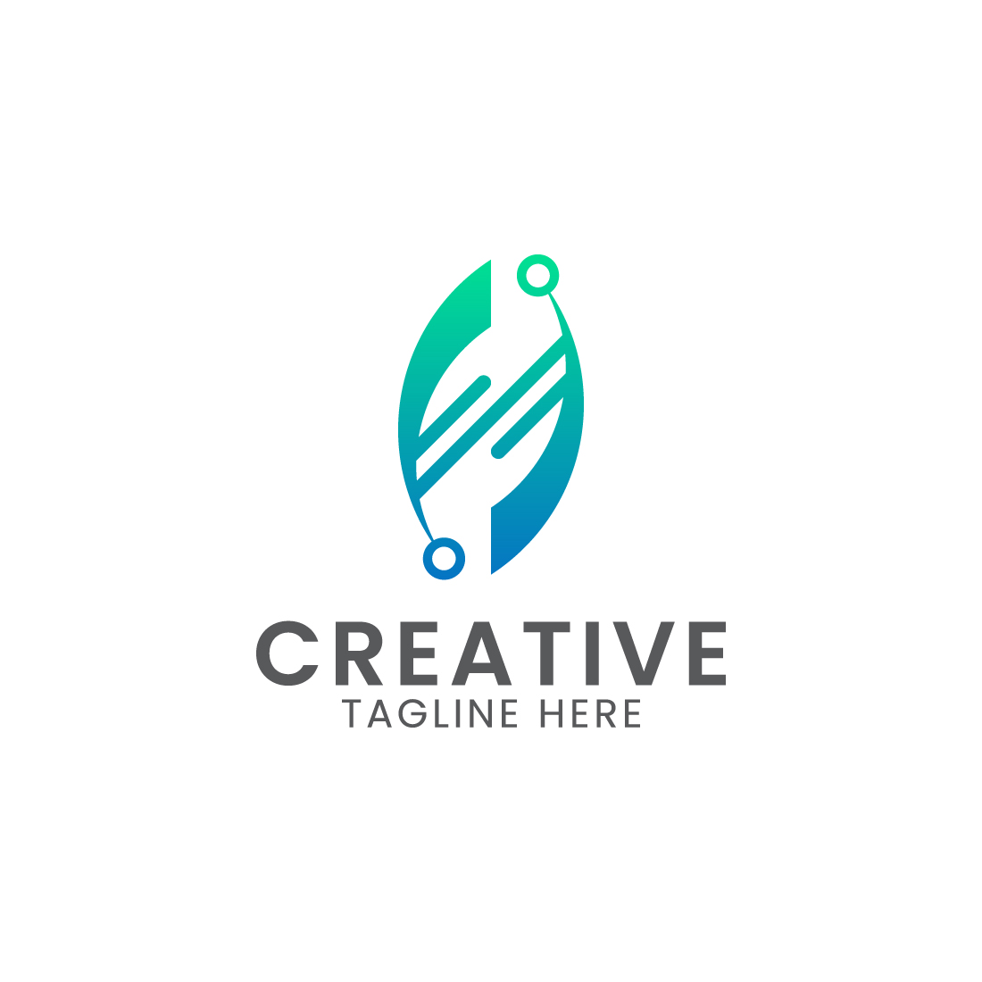 Modern and creative technology abstract leaf logo template for tech industry preview image.