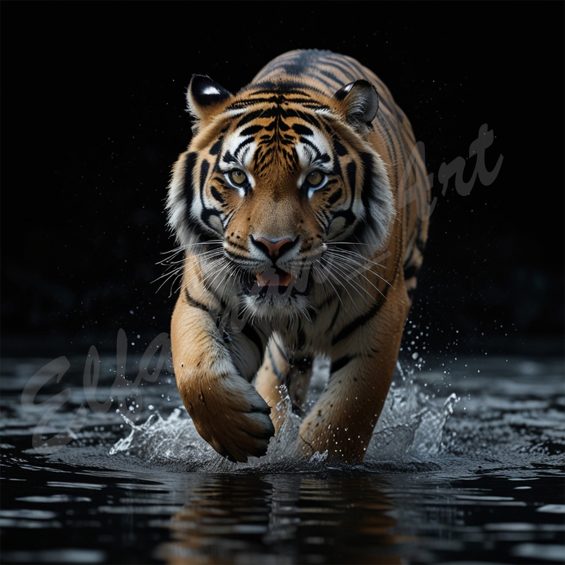 4-Digital Image Picture Photo Artwork Wallpaper Background Desktop Tiger Water AI cover image.