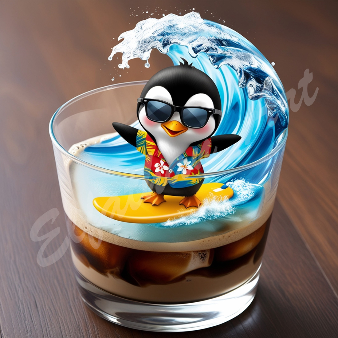 4-Digital Image Picture Photo Artwork Wallpaper Background Desktop Penguin Ice Coffee Surf AI cover image.