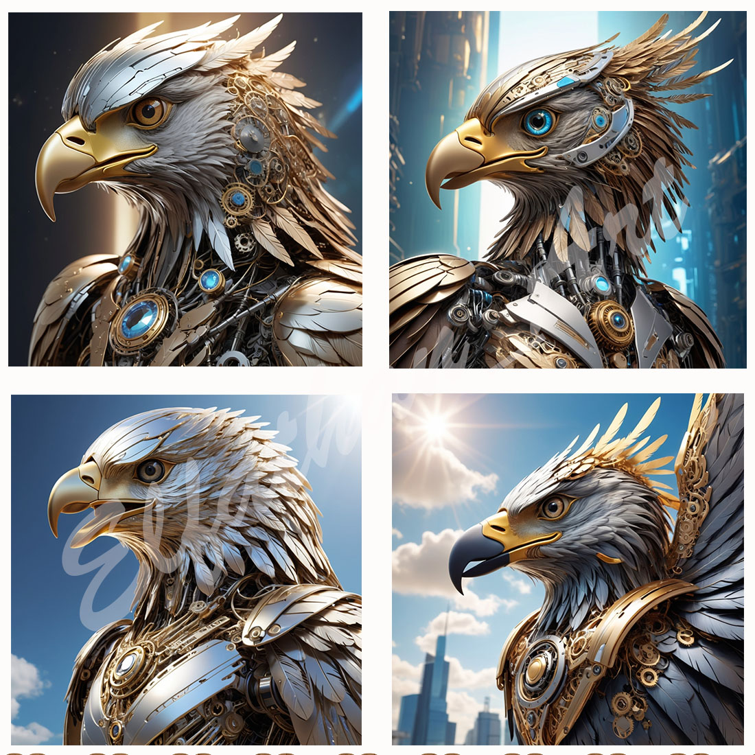 4-Digital Image Picture Photo Pic Wallpaper Background Eagle Face Robotic AI preview image.