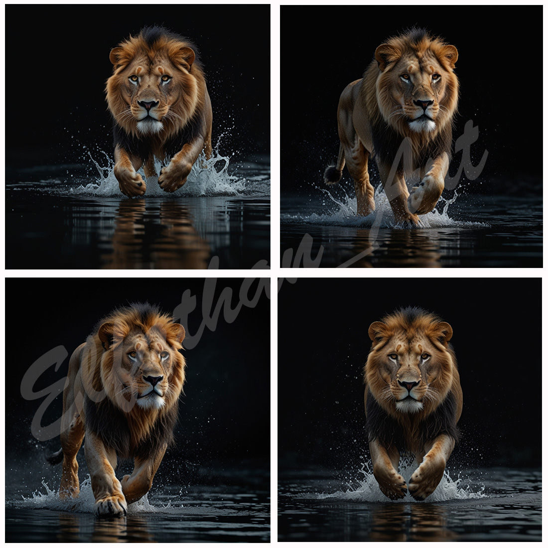 4-Digital Image Picture Photo Artwork Wallpaper Background Desktop Lion Water AI preview image.