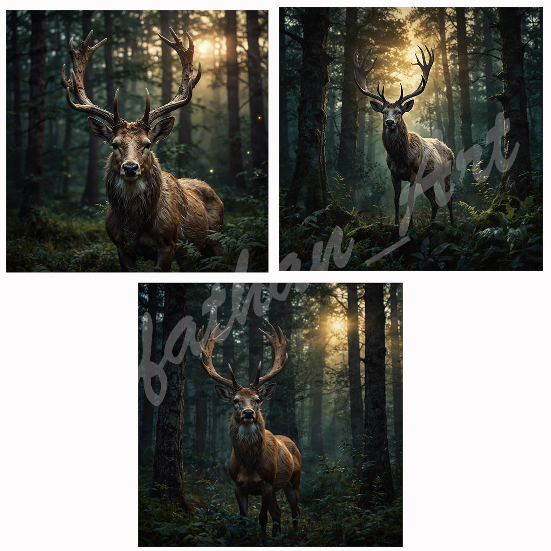 3-Digital Image Picture Photo Artwork Wallpaper Background Desktop Majestic Deer AI preview image.