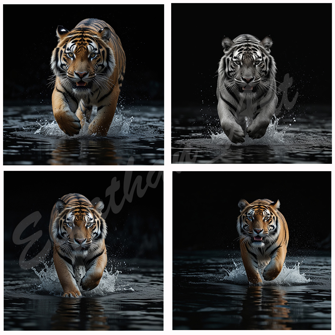 4-Digital Image Picture Photo Artwork Wallpaper Background Desktop Tiger Water AI preview image.