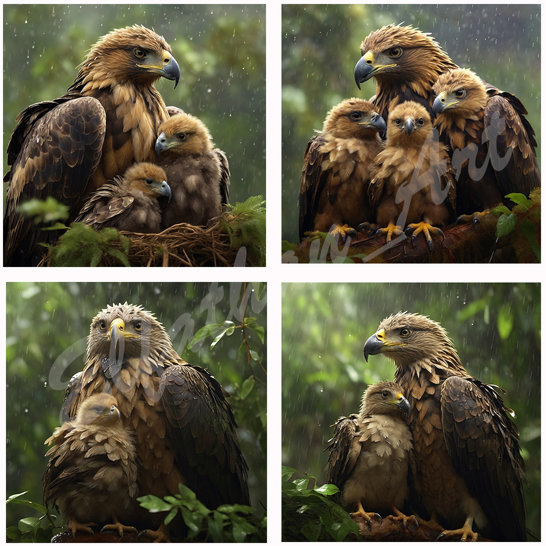 4-Digital Image Picture Photo Artwork Wallpaper Background Desktop Eagle Nest Forest Rainy AI preview image.