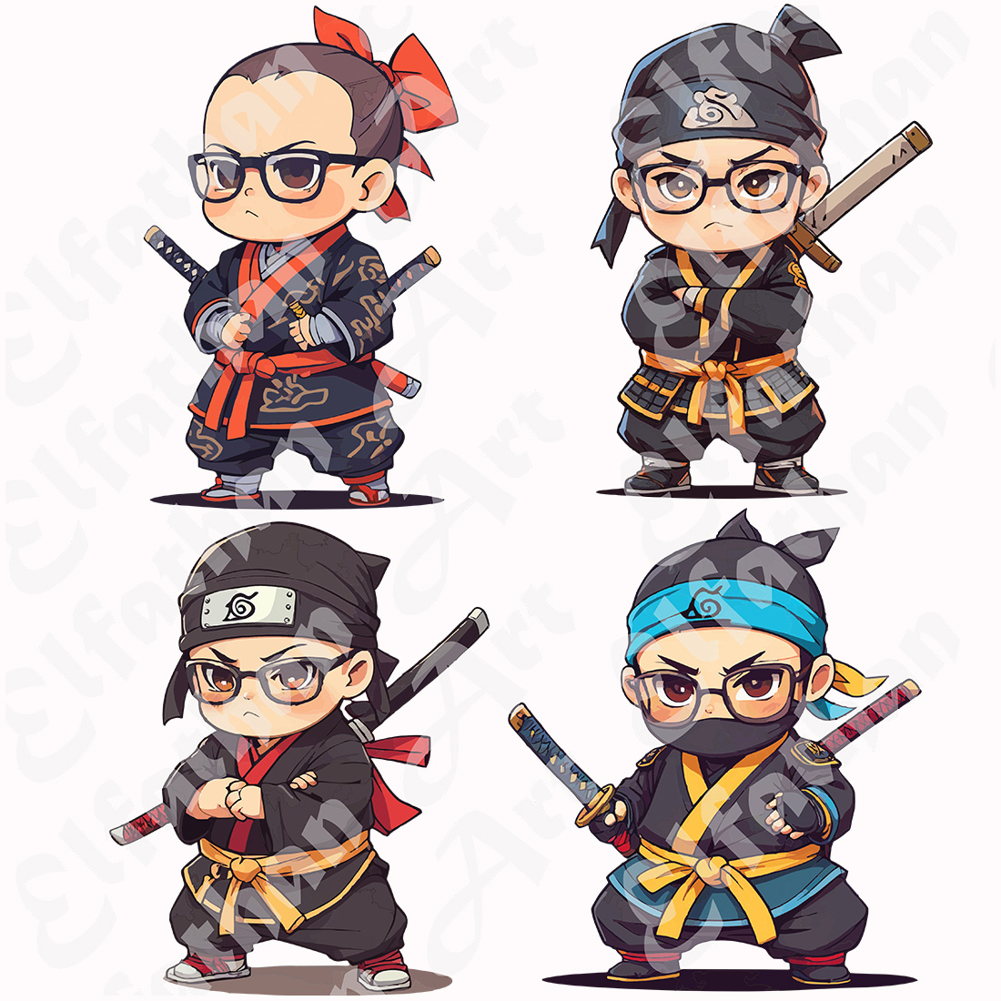 4-Digital artwork for print to T-shirt and Others-Baby Samurai preview image.