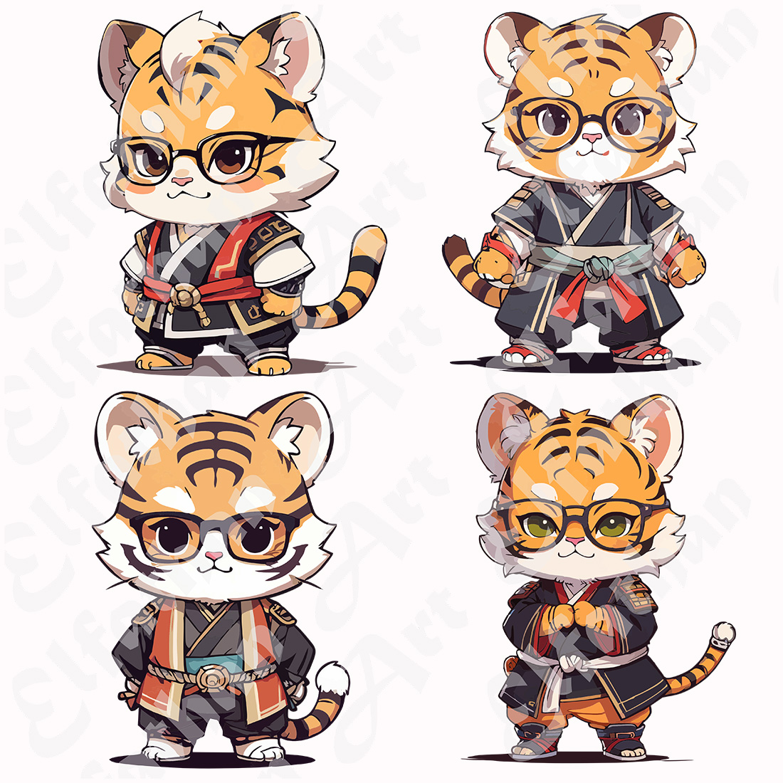 4-Digital artwork for print to T-shirt and Others-Kung fu Tiger preview image.