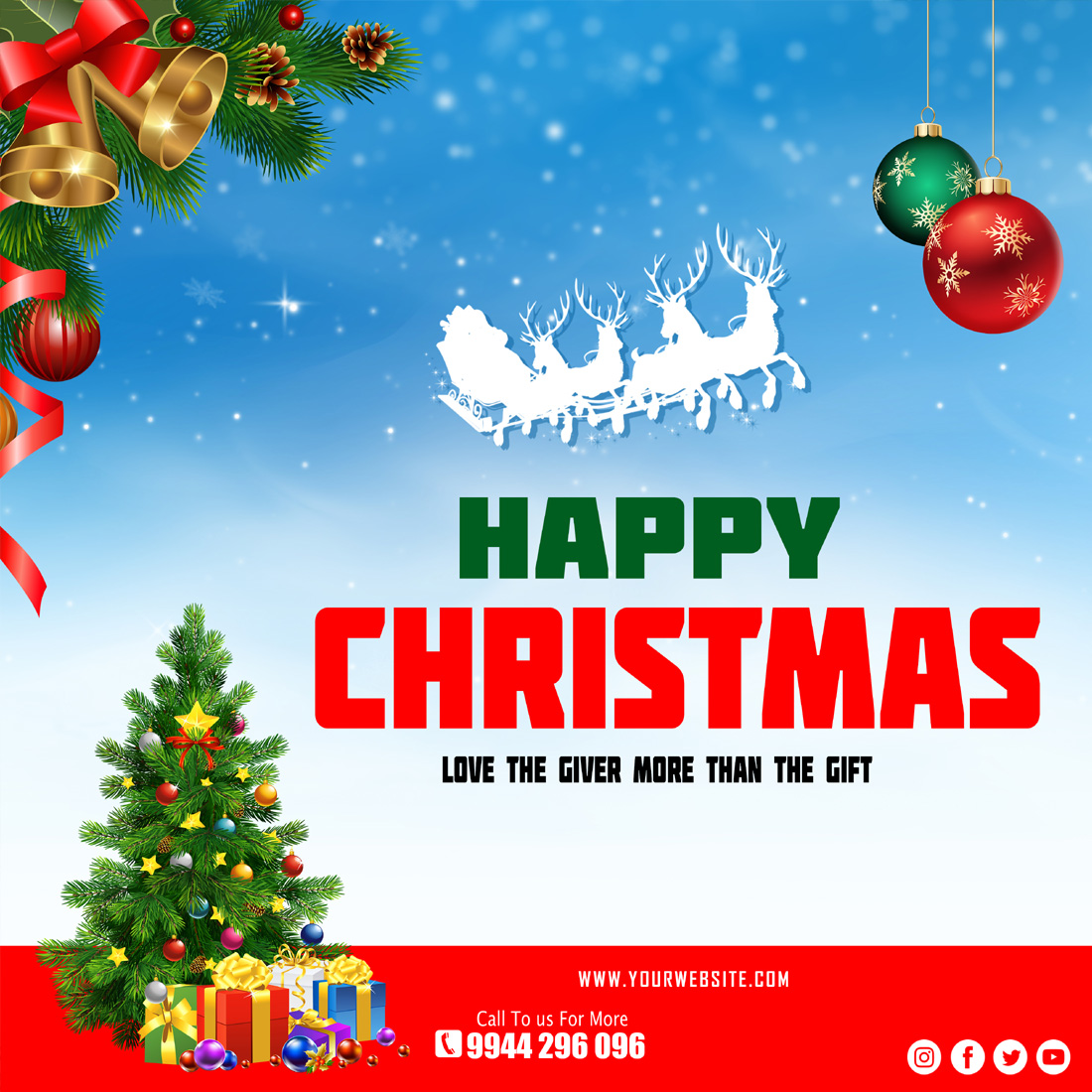 Happy Christmas Banner Design Template preview image.