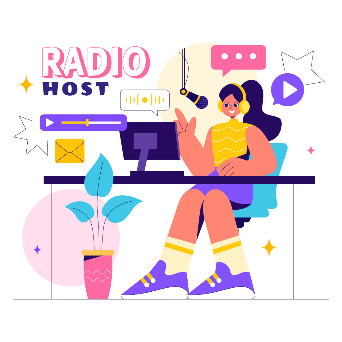 9 Radio Host Talk Show Illustration cover image.