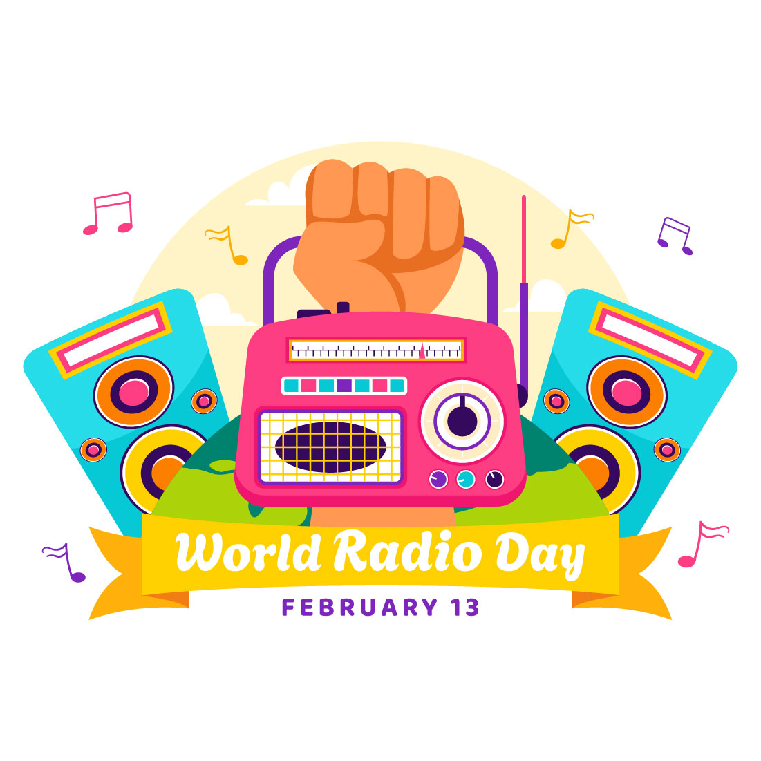 13 World Radio Day Illustration preview image.